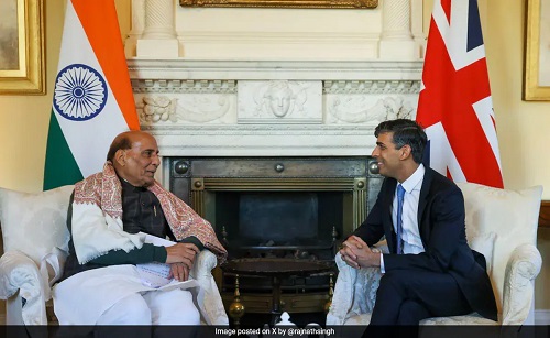Defence Minister Rajnath Singh Meets UK PM Rishi Sunak in London