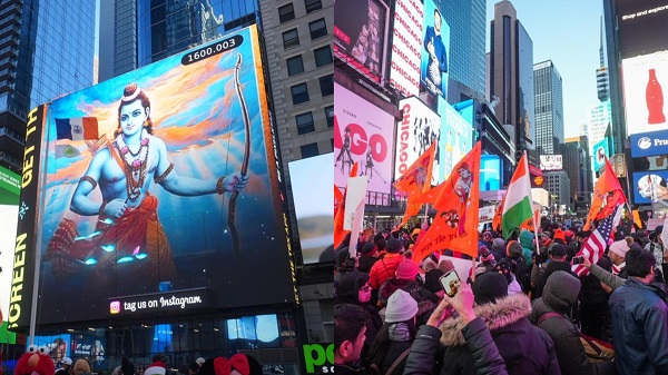 Indian Americans flocks Times Square for consecration ceremony of Ayodhya Ram Mandir