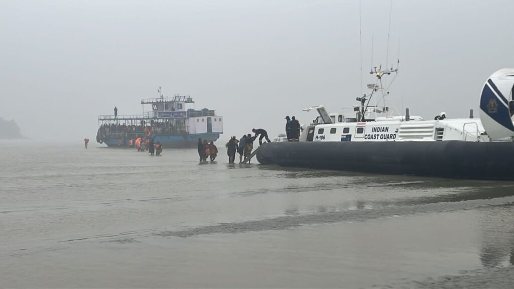 Indian Coast Guard Rescues 182 Pilgrims Stranded on Grounded Ferry Off Kakdwip