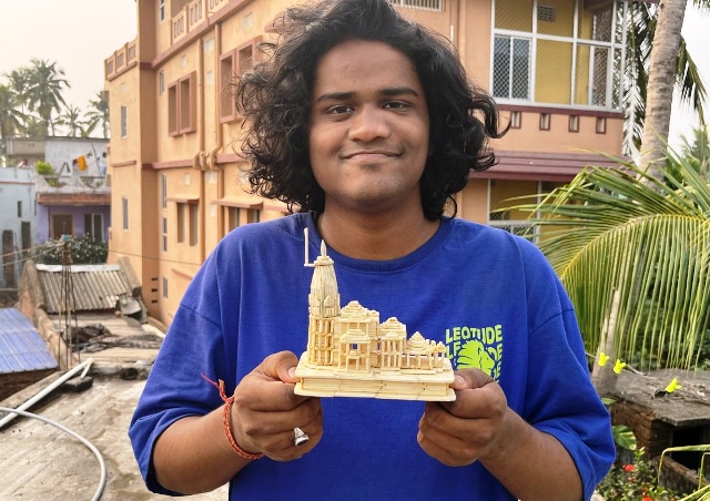 Odisha Sculptor Crafts Replica of Ram Mandir Using Matchsticks