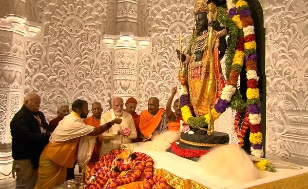 PM Modi Leads Consecration Ceremony at Ram Mandir in Ayodhya, Idol Revealed