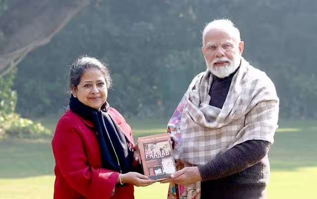 PM Modi Receives Copy of ‘Pranab My Father: A Daughter Remembers’ from Sharmistha Mukherjee
