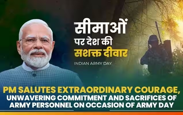 PM Modi Salutes Extraordinary Courage, Unwavering Commitment, Sacrifices of Army Personnel on Army Day