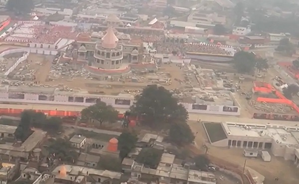Watch: Aerial Visuals of Ayodhya’s Magnificent Ram Temple, Shot from PM Modi’s Helicopter