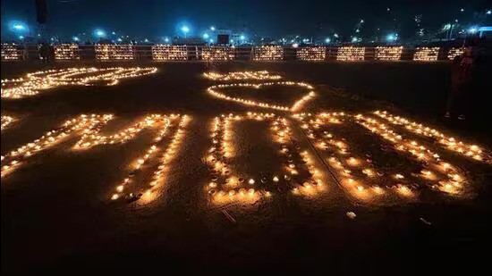 PM Modi was welcomed in Assam with one lakh diyas lit