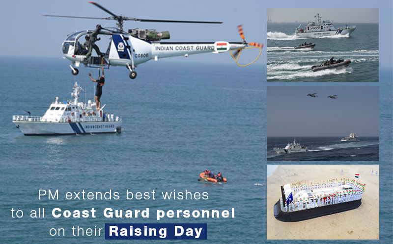 PM Modi Sends Best Wishes to Coast Guard Personnel on Their Raising Day