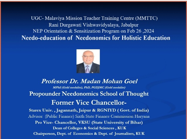 To Create Needo-Happiness in Viksit Bharat, We Must Understand Holistic Education as Jack of All and Master of All: Prof. M.M. Goel