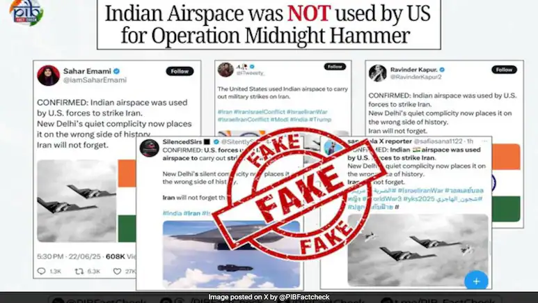PIB Debunks Fake Claims About U.S. Using Indian Airspace in Strikes on Iran