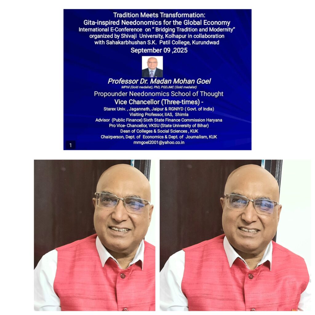 Prof. M. M. Goel Highlights Gita-inspired Needonomics as a Path to Global Harmony at Shivaji University International Conference