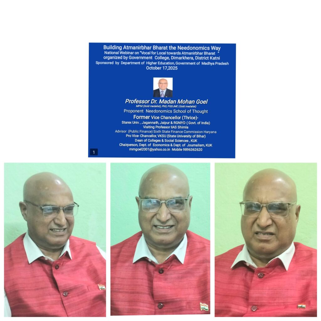 Government College Dimarkhera Hosts Prof. M.M. Goel for a Webinar on “Building Atmanirbhar Bharat the Needonomics Way