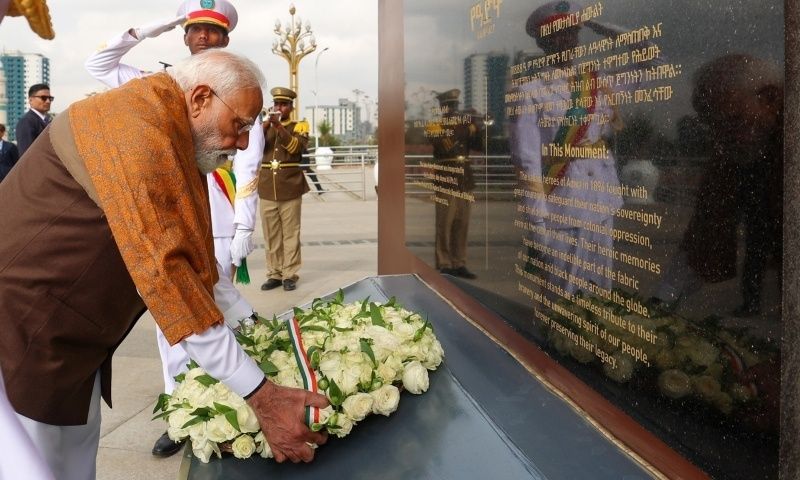 PM Modi Pays Respect at Adwa Victory Monument