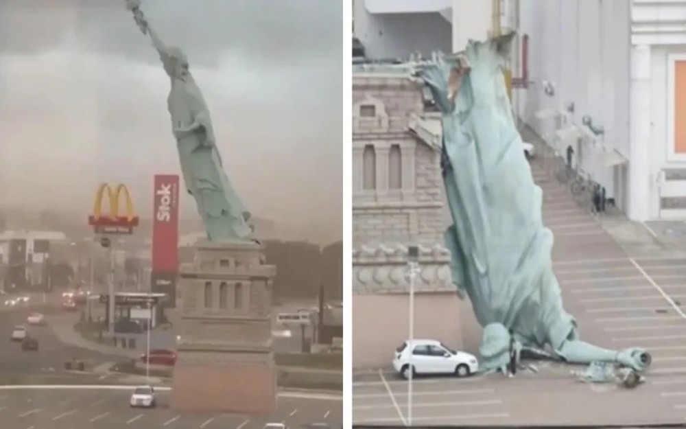 Brazilian Statue of Liberty Replica Falls in Severe Winds